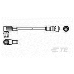 купить 2273120-3 TE Connectivity M12 to M12 Cable Assembly Double-Ended Male Right Angle To Straight Female / 1000 mm PUR Cable, 3 wire / Unshielded