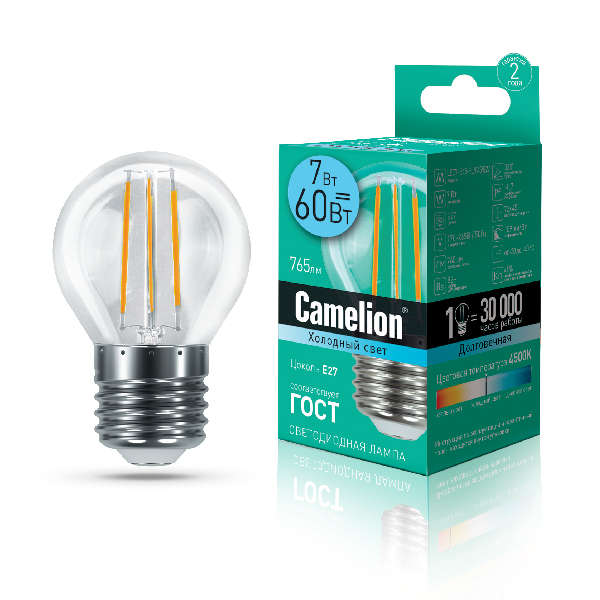купить Лампа светодиодная LED7-G45-FL/845/E27 7Вт 220В Camelion 13459