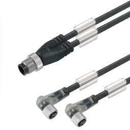 купить 9457410500 Weidmueller Sensor-actuator adaptor cable (assembled) / Sensor-actuator adaptor cable (assembled), Connecting line, M12 / M8, 3, 5 m, Twin cabling, pin, straight, 2x socket, angled, Black