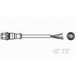 купить 2273028-2 TE Connectivity M12 Cable Assembly Single-Ended Male Straight / 3000 mm PUR Cable, 4 wire / Unshielded