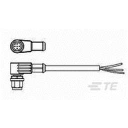 купить 2273088-2 TE Connectivity M12 Cable Assembly Single-Ended Male Right Angle / 3000 mm PUR Cable, 5 wire / Unshielded