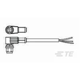 купить 2273076-2 TE Connectivity M12 Cable Assembly Single-Ended Male Right Angle / 3000 mm PUR Cable, 3 wire / Unshielded