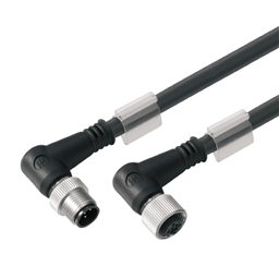 купить 1059731000 Weidmueller Sensor-actuator Cable (assembled) / Sensor-actuator Cable (assembled), Connecting line, M12 / M12, No. of poles: 4, Cable length: 10 m, pin, 90° - socket 90°