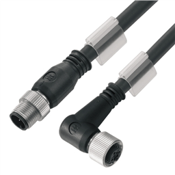 купить 1279470300 Weidmueller Sensor-actuator Cable (assembled) / Sensor-actuator Cable (assembled), Connecting line, M12 / M12, No. of poles: 8, Cable length: 3 m, pin, straight - socket, 90°
