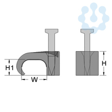 купить Скоба с гвоздем для крепления плоских кабелей 6х10 сер. (уп.100шт) HAUPA 262244