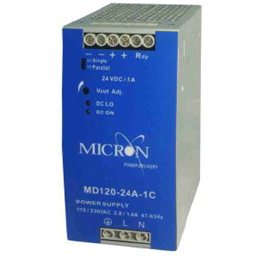 купить MD120-24A-1C Micron 120W x 24Vdc DIN-Rail mounted switching power supply