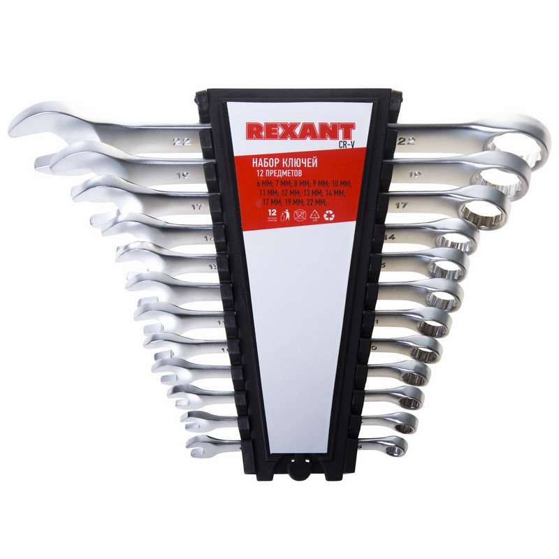купить Набор ключей комбинированных 6-22мм 12 предметов Rexant 12-5842