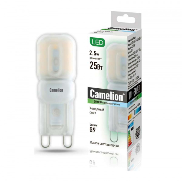 купить Лампа светодиодная LED2.5-G9-SL/845/G9 2.5Вт капсульная 4500К белый G9 220лм 220-240В Camelion 12024