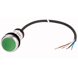 купить 185625 Eaton Pushbutton, classic, flat, maintained, 1 N/O, green, cable (black) with non-terminated end, 4 pole, 3.5 m