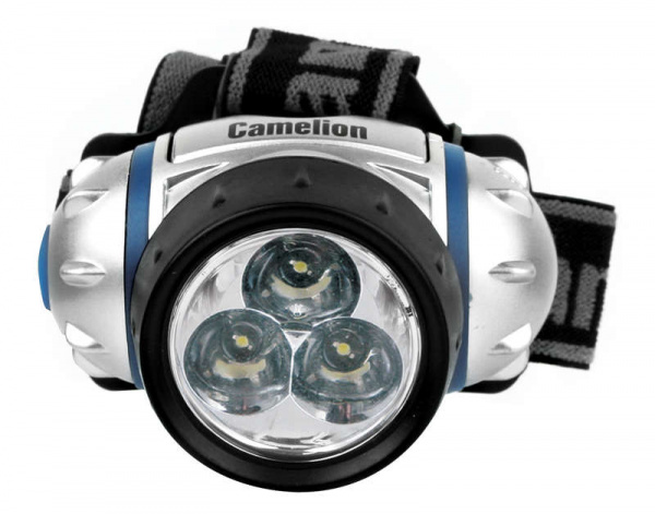купить Фонарь налобный LED 5321-3Mx (3 ультра ярких LED 2 режима; 3хR03 в комплекте; метал.) Camelion 7971