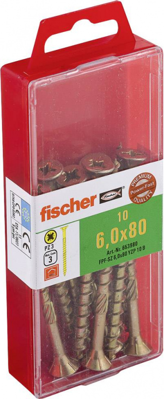 купить Fischer  653980 Senkkopfschrauben 6 mm 80 mm Kreuz