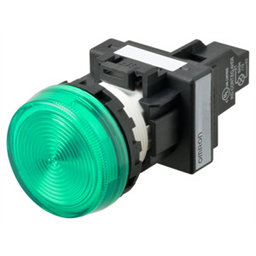 купить M22N-BN-TGA-GC Omron Indicator (Cylindrical 22-dia.), Cylindrical type (22/25 mm dia.), Plastic flat, Lighted, LED, Green, 24 VAC/VDC, Screw terminal (M3.5), IP66