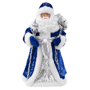 купить Фигурка Дед Мороз в синем костюме и ткани / 20,5x12,5x41см арт.80151