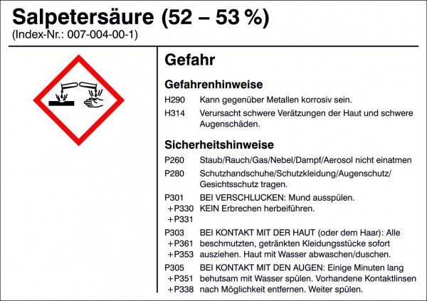 купить Gefahrstoffetikett G017 Salpetersaeure (52-53%)  Fo