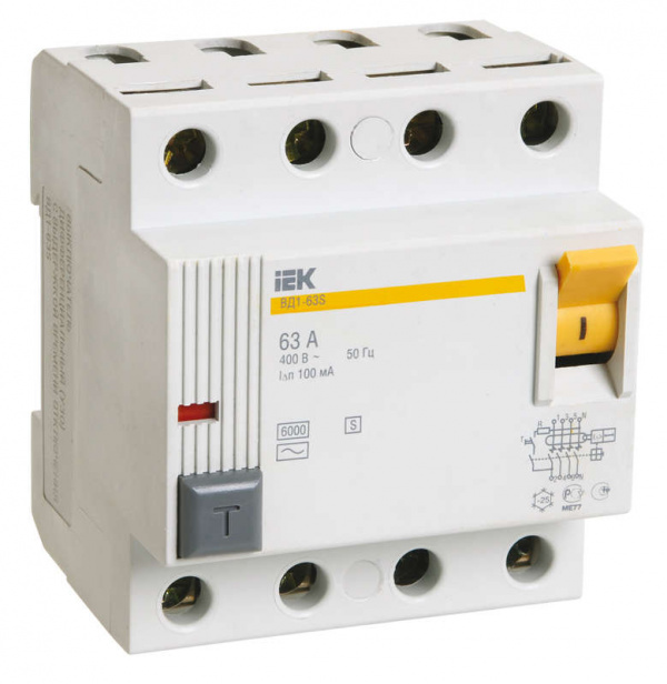 купить Выключатель дифференциального тока (УЗО) 4п 50А 100мА тип ACS ВД1-63S ИЭК MDV12-4-050-100
