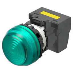 купить M22N-BG-TGA-GD-P Omron Indicator (Cylindrical 22-dia.), Cylindrical type (22/25 mm dia.), Plastic semi-spherical, Lighted, LED, Green, 100 VAC, Push-In Plus Terminal Block, IP66