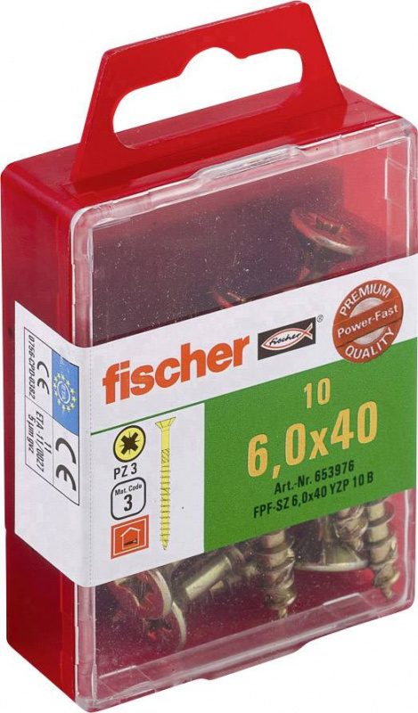 купить Fischer  653976 Senkkopfschrauben 6 mm 40 mm Kreuz