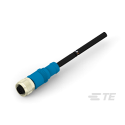 купить T4151310004-005 TE Connectivity M12  Cable Assembly Single Ended Female Straight / 5000 mm PVC Cable, 4 wire / UNShielded