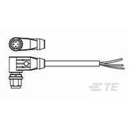 купить 1-2273098-3 TE Connectivity M12 Cable Assembly Single-Ended Male Right Angle / 5000 mm PVC Cable, 4 wire / Shielded