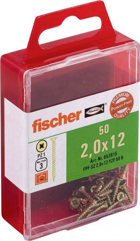 купить Fischer  653915 Senkkopfschrauben 2 mm 12 mm Kreuz