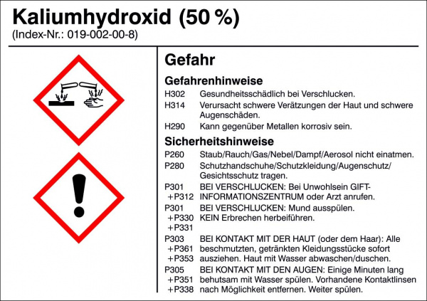 купить Gefahrstoffetikett G012 Kaliumhydroxid (50%)  Foli