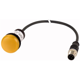 купить 185123 Eaton Indicator light, classic, flat, yellow, 24 V AC/DC, cable (black) with m12a plug, 4 pole, 0.2 m