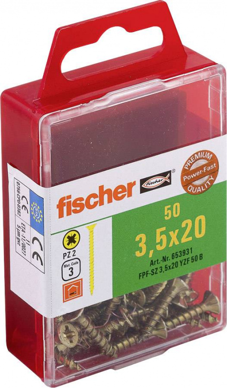 купить Fischer  653931 Senkkopfschrauben 3.5 mm 20 mm Kre