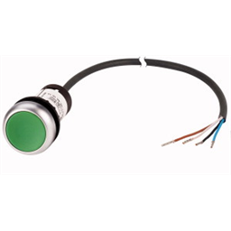 купить 185616 Eaton Pushbutton, classic, flat, tasted, 1 N/O, green, cable (black) with non-terminated end, 4 pole, 3.5 m