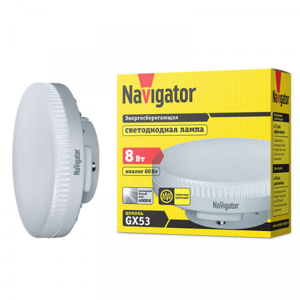 купить Лампа светодиодная NLL-GX53-8-230-4K 8Вт таблетка 4000К белый GX53 640лм 220-240В Navigator 71363