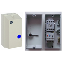 купить 109-C16KCE1D-7 Allen-Bradley IEC Enclosed Non-Reversing Non-Combination Starter / Max Ie=16A, 3-Phase / With RESET (blue) Push Button