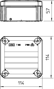 купить Коробка распределительная 114х114х57 закрытая IP66 T 60 OE свет. сер. OBO 2007239