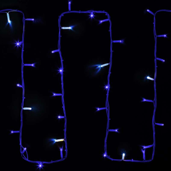 купить Гирлянда модульная "Дюраплей LED" 20м 200LED мерцающий "Flashing" (каждый 5-й диод) син. провод бел. каучук Neon-Night 315-183