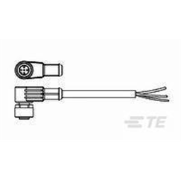 купить 1-2273077-1 TE Connectivity M12 Cable Assembly Single-Ended Female Right Angle / 1500 mm PVC Cable, 3 wire / Unshielded