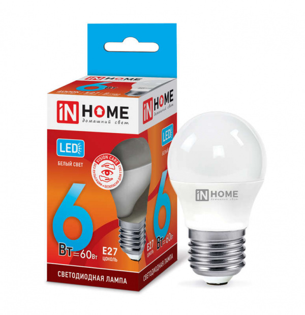 купить Лампа светодиодная LED-ШАР-VC 6Вт 230В E27 4000К 480Лм IN HOME 4690612020532