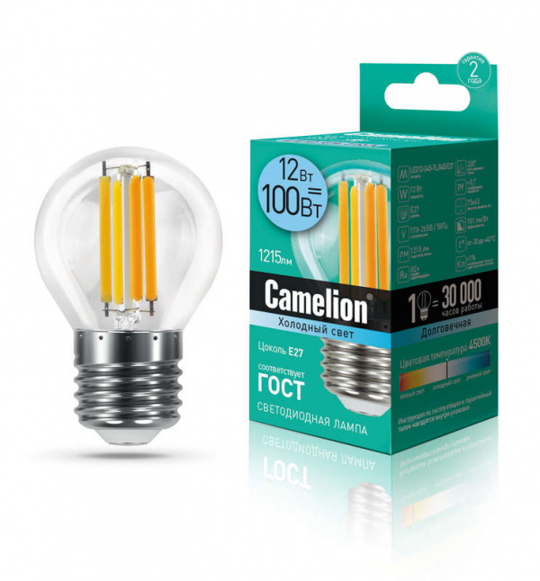 купить Лампа светодиодная LED12-G45-FL/845/E27 12Вт 220В Camelion 13715