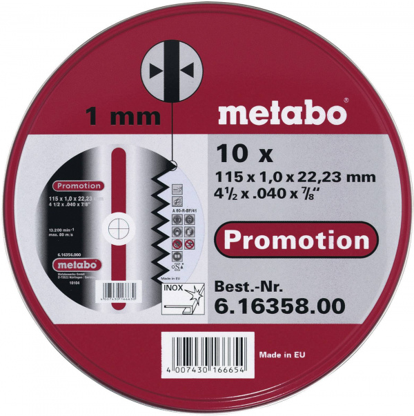 купить Metabo  616358000 Trennscheibe gerade  115 mm 22.2