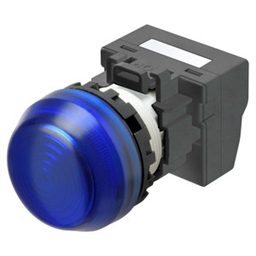 купить M22N-BG-TAA-AB-P Omron Indicator (Cylindrical 22-dia.), Cylindrical type (22/25 mm dia.), Plastic semi-spherical, Lighted, LED, Blue, 12 VAC/VDC, Push-In Plus Terminal Block, IP66