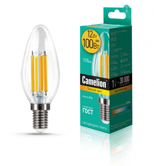 купить Лампа светодиодная LED12-C35-FL/830/E14 12Вт 220В Camelion 13708