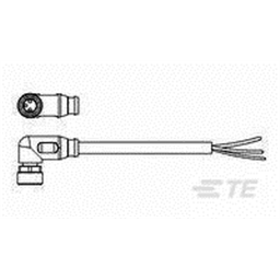 купить 1-2273009-3 TE Connectivity M8 Cable Assembly Single-Ended Female Right Angle / 5000 mm PVC Cable, 3 wire / Unshielded