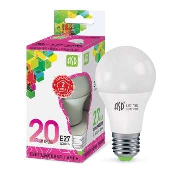 купить Лампа светодиодная LED-A60-standard 20Вт грушевидная 230В E27 6500К 1800Лм ASD 4690612014210