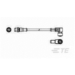 купить 1-2273118-1 TE Connectivity M12 to M12 Cable Assembly Double-Ended Male Straight To Right Angle Female / 300 mm PVC Cable, 5 wire / Unshielded