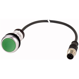 купить 185674 Eaton Pushbutton, classic, flat, tasted, 1 N/O, green, cable (black) with m12a plug, 4 pole, 0.2 m