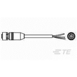 купить 2273049-2 TE Connectivity M12 Cable Assembly Single-Ended Female Straight / 3000 mm PUR Cable, 8 wire / Shielded