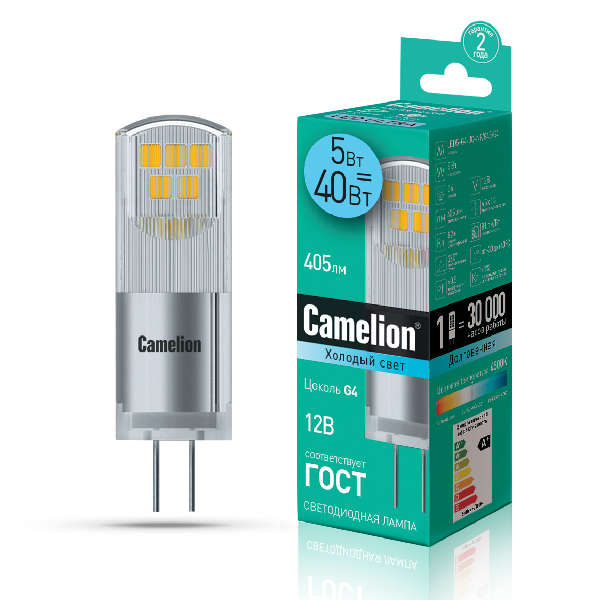 купить Лампа светодиодная LED5-G4-JC-NF/845/G4 5Вт 12В AC/DC Camelion 13750
