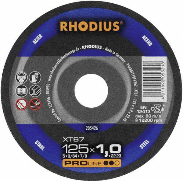 купить Rhodius XT67 205599 Trennscheibe gerade  115 mm 22