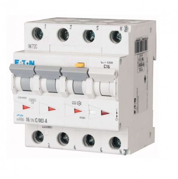 купить Выключатель автоматический дифференциального тока 4п (3P+N) C 16А 30мА тип A 6кА mRB6 4мод. EATON 120660