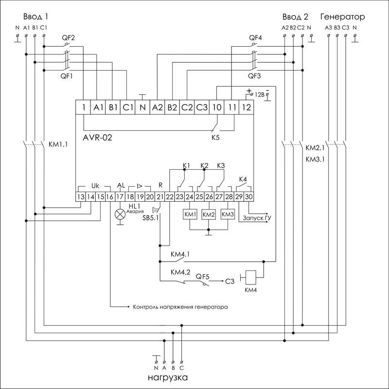 купить Устройство управления резервным питанием AVR-02 (3х400В+N; 5 перекл. х8А; IP20) F&F EA04.006.004