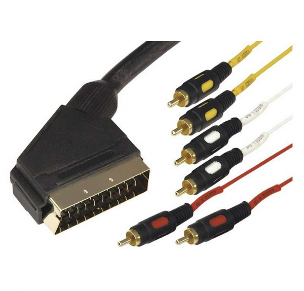 купить Шнур SCART Plug - 6RCA Plug 1.5м (GOLD) (PL-3482) Rexant 17-1512