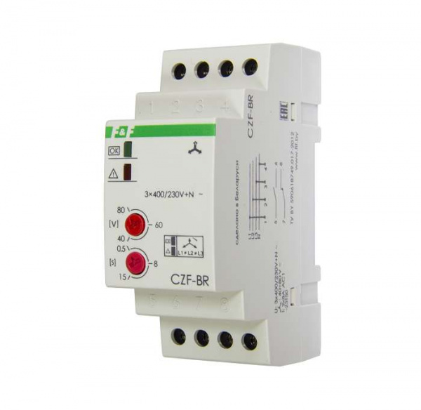 купить Реле контроля фаз CZF-BR (3х400/230+N 8А 1перекл. IP20 монтаж на DIN-рейке) F&F EA04.001.003