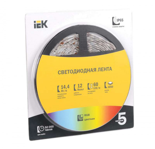 купить Лента светодиодная LED LSR-5050RGB60-14.4-IP65-12V 14.4Вт/м полноцвет. (уп.5м) ИЭК LSR2-3-060-65-1-05